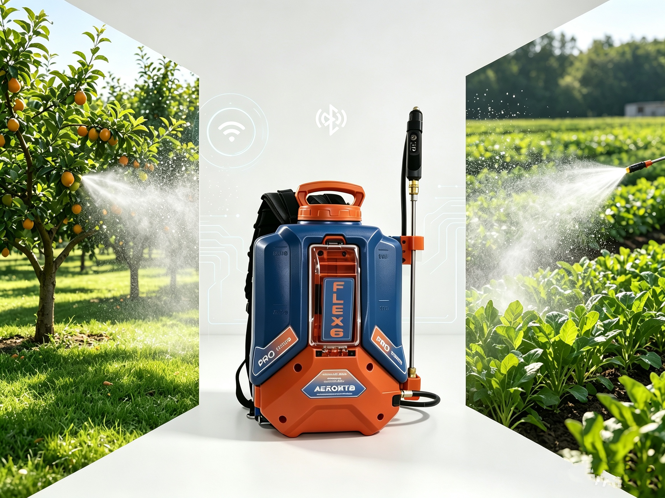 Pulverizador de mochila de velocidade variável Bluetooth inteligente para cuidados com pomares, gramados e colheitas